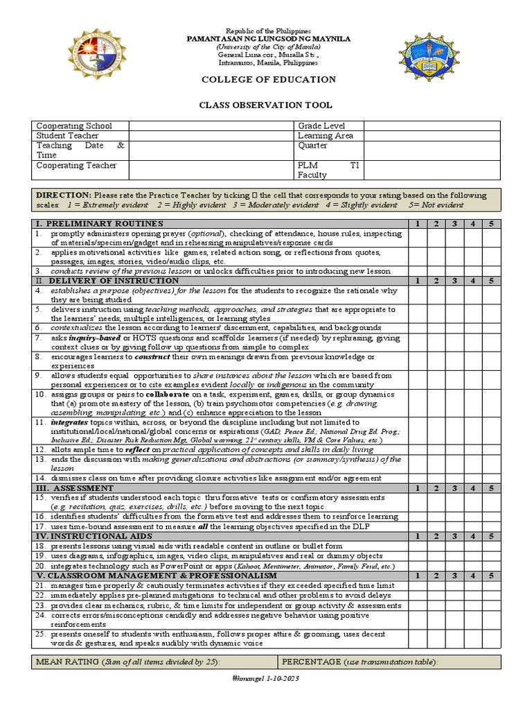 COT For CED Teaching Internship PDF Learning Cognitive Psychology