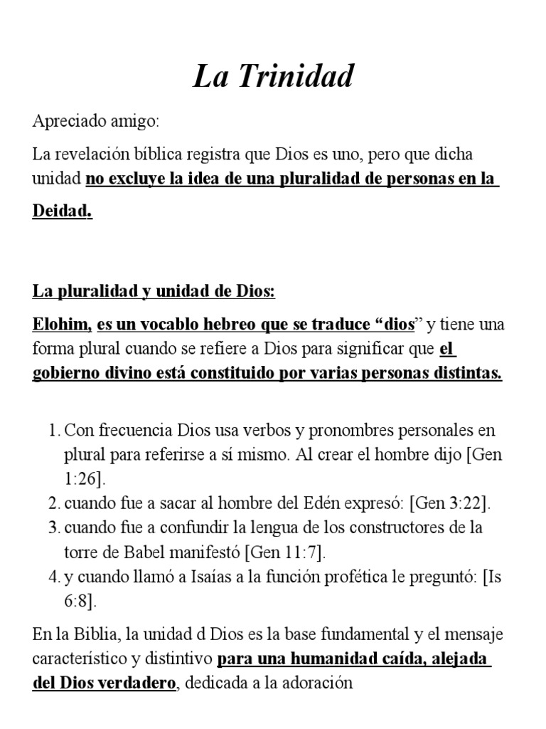 La Trinidad: Unidad y Pluralidad Divina | PDF | Dios | Trinidad