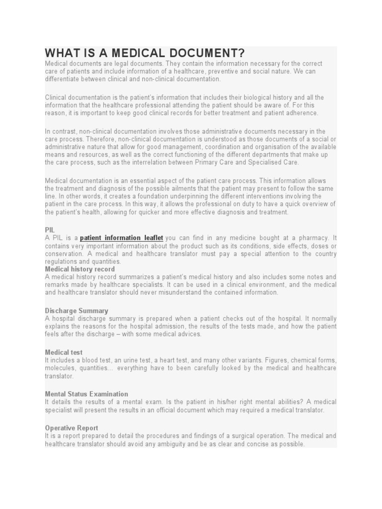 What Is A Medical Document | Download Free PDF | Health Care | Patient