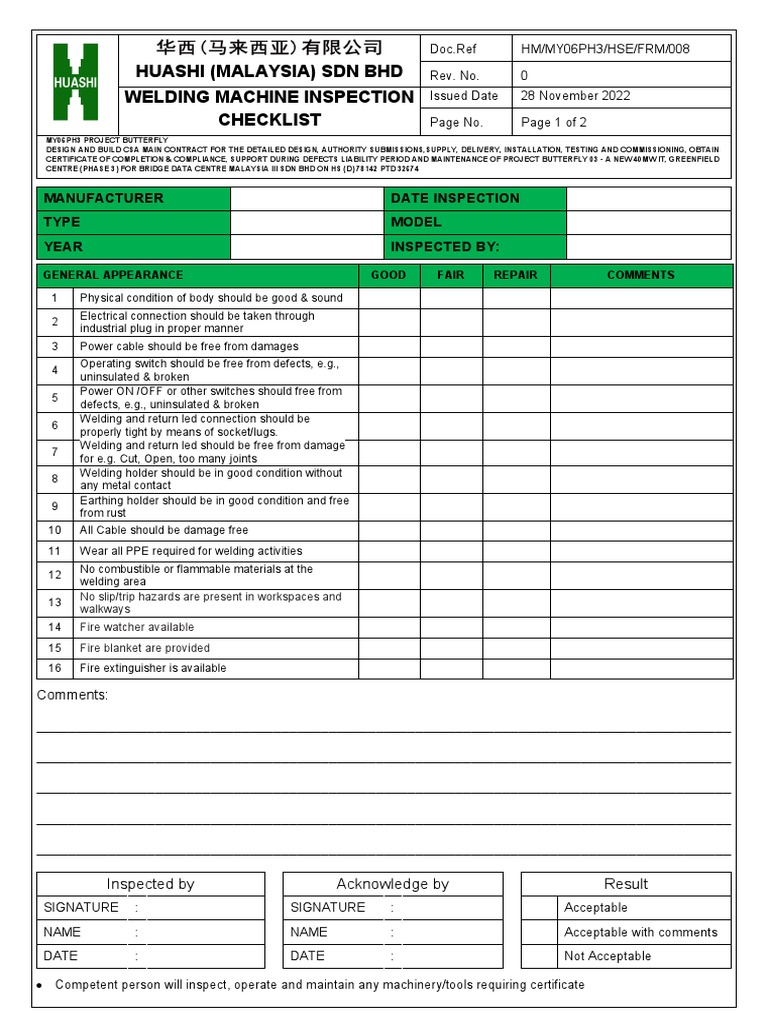 008 Welding Machine Inspection PDF Electrical Connector Welding
