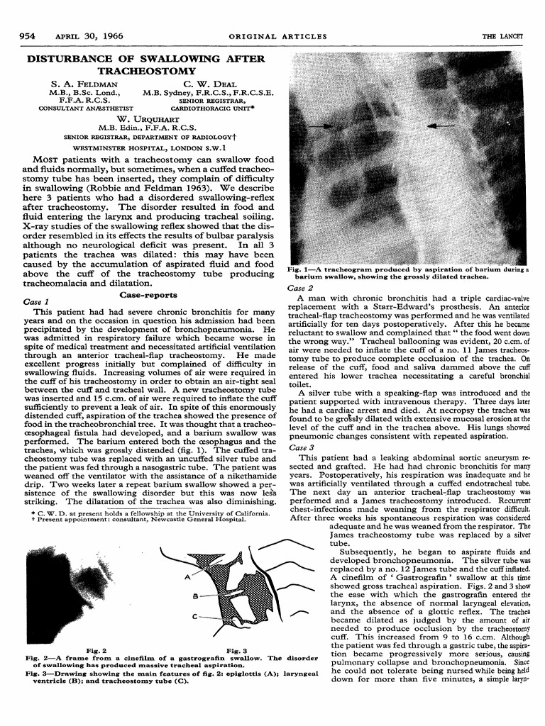 Swallowing Disorders Post-Tracheostomy | PDF | Larynx | Health Care