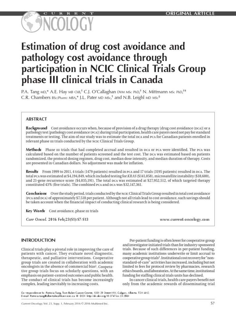 Cost Avoidance PDF Clinical Trial Health Care