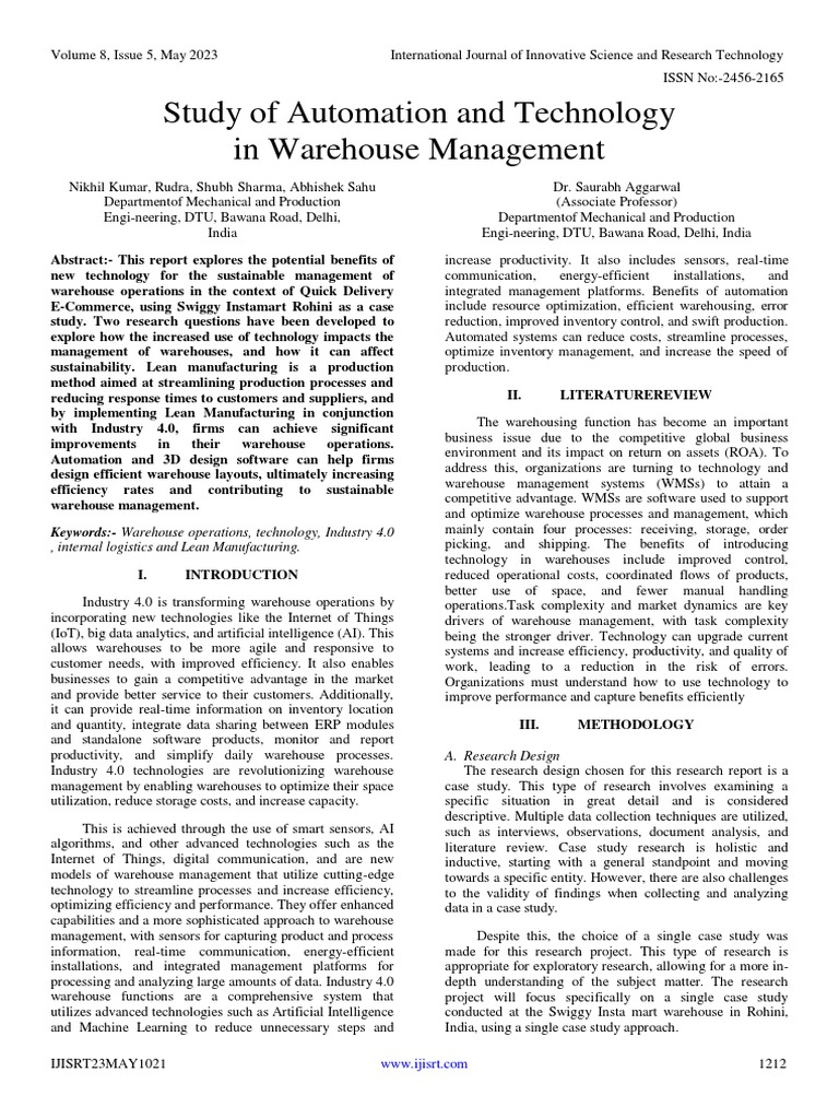 Automation in Warehouse Management | PDF | Warehouse | Internet Of Things