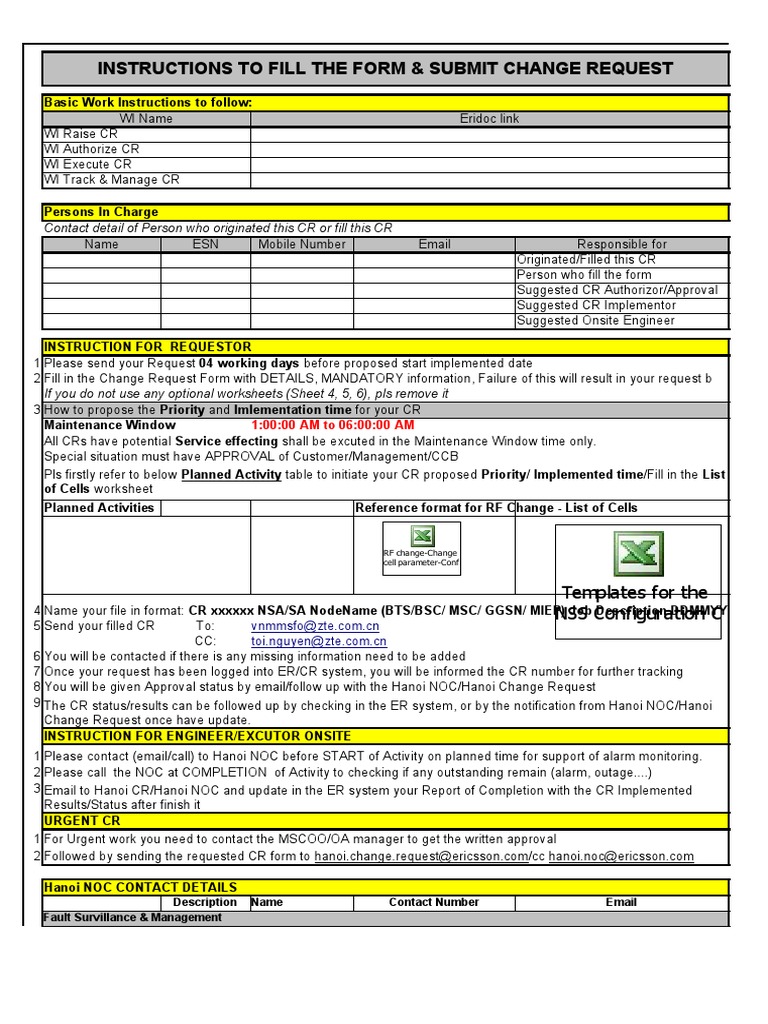 Ericsson Change Request Guide | PDF | Vietnam