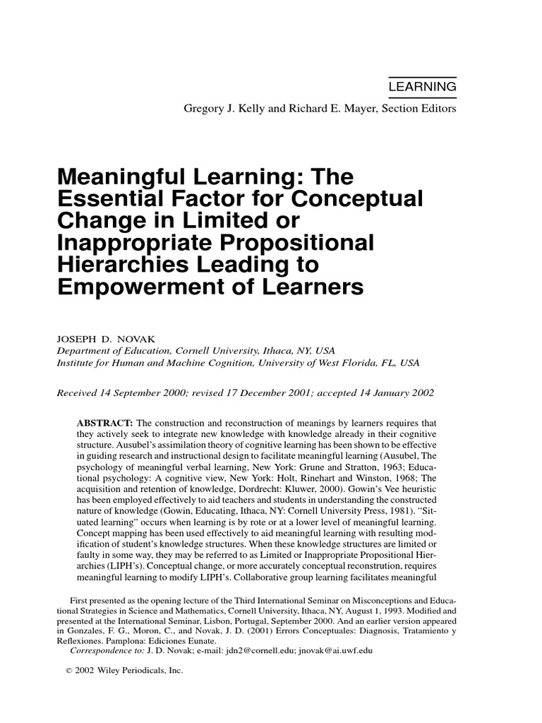 Meaningful Learning for Conceptual Change | PDF | Learning | Concept