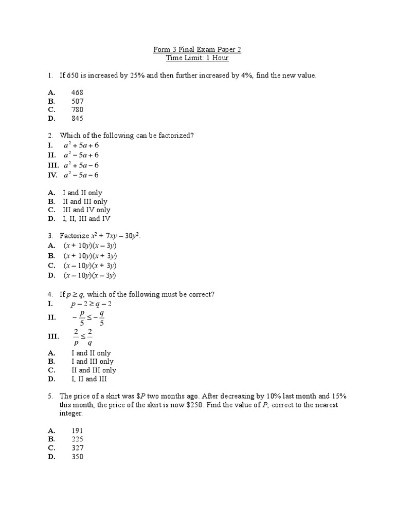 Grade 8 Maths Exam Paper 2023 | PDF | Elementary Geometry | Elementary ...
