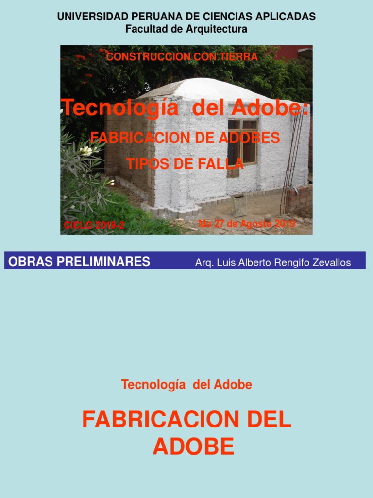 UPC Fab. Adobes Tipo Fallas y Normas20192 | PDF | Cemento | Barro