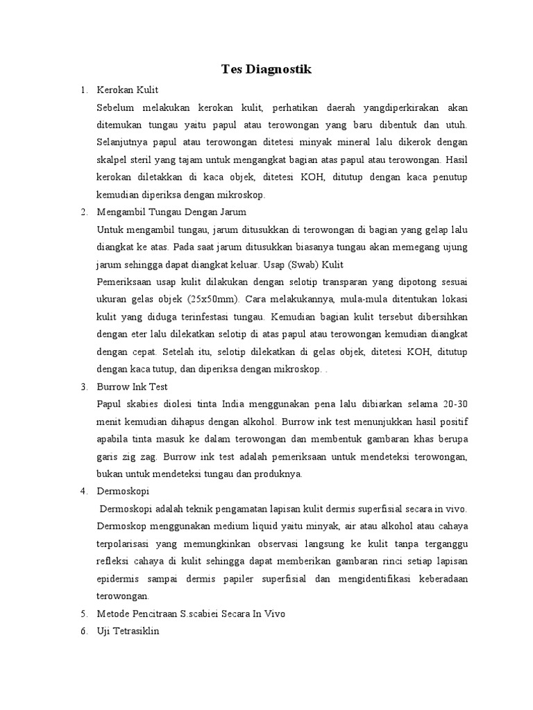 Burrow Ink Test untuk Deteksi Skabies | PDF | Seni | Sains & Matematika