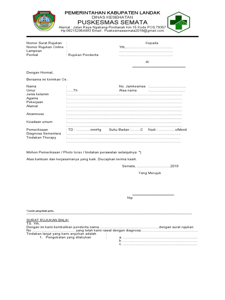 Contoh Surat Rujukan Puskesmas | PDF
