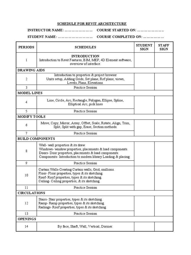 Revit architecture syllabus 1 pdf