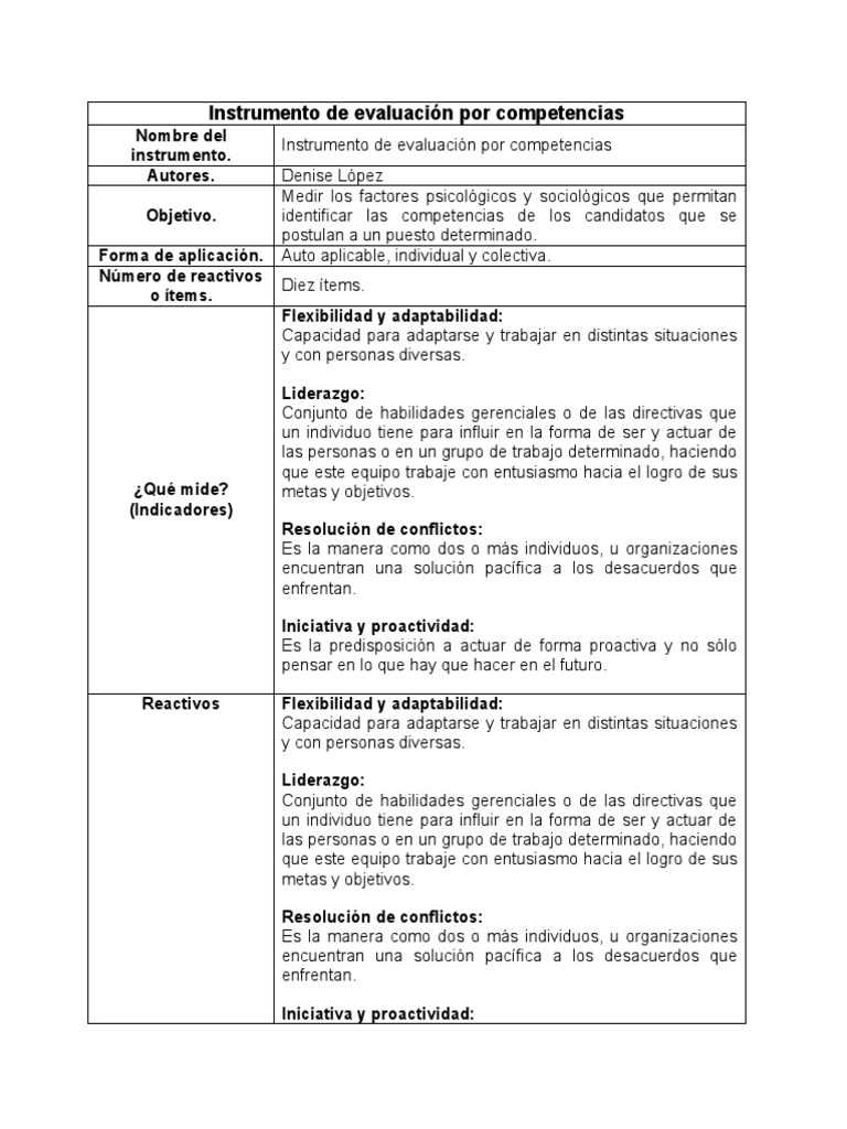 Evaluación de Competencias Laborales | PDF | Liderazgo | Evaluación
