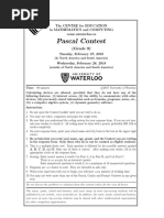 Pascal Contest: (Grade 9) | PDF | Area | Mathematics