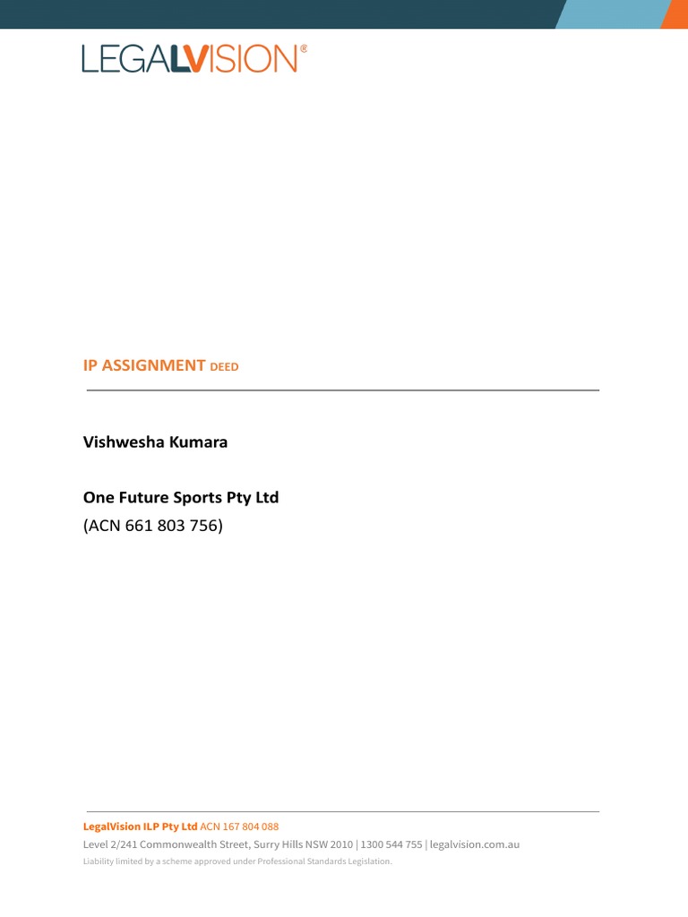 IP Assignment Deed Overview | PDF | Assignment (Law) | Trust Law