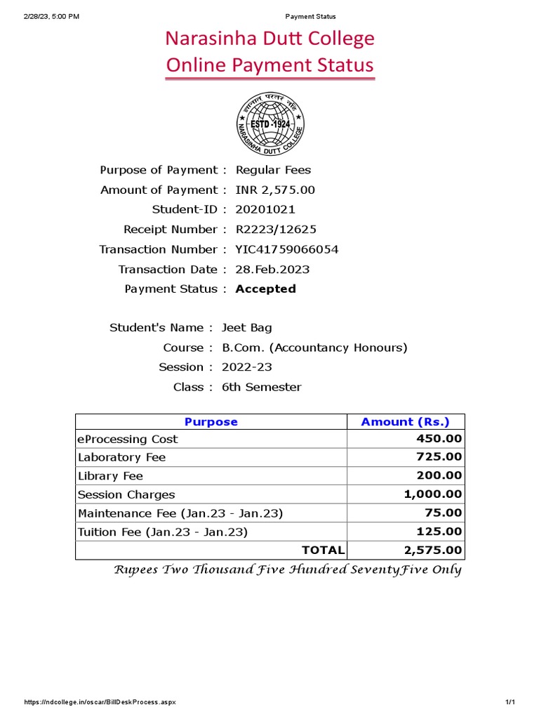 Payment Status | PDF