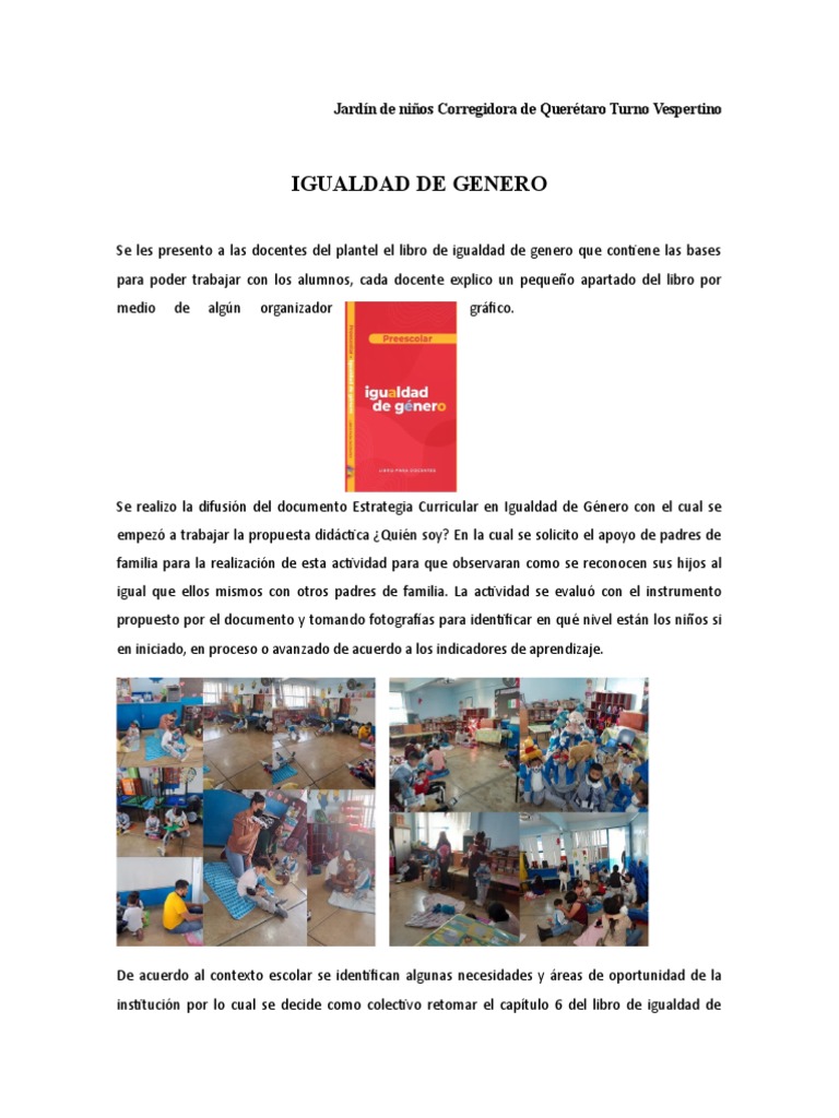 Informe De Igualdad De Genero Pdf