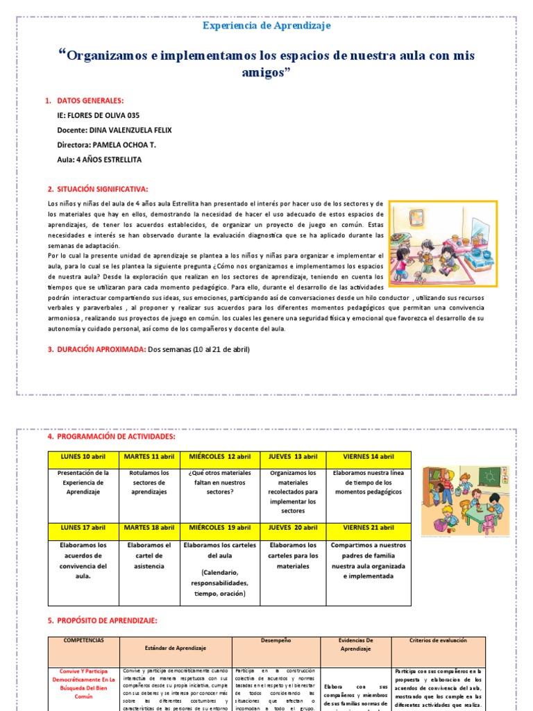 4 Años Organizando e Implementando Los Espacios Del Aula | PDF ...