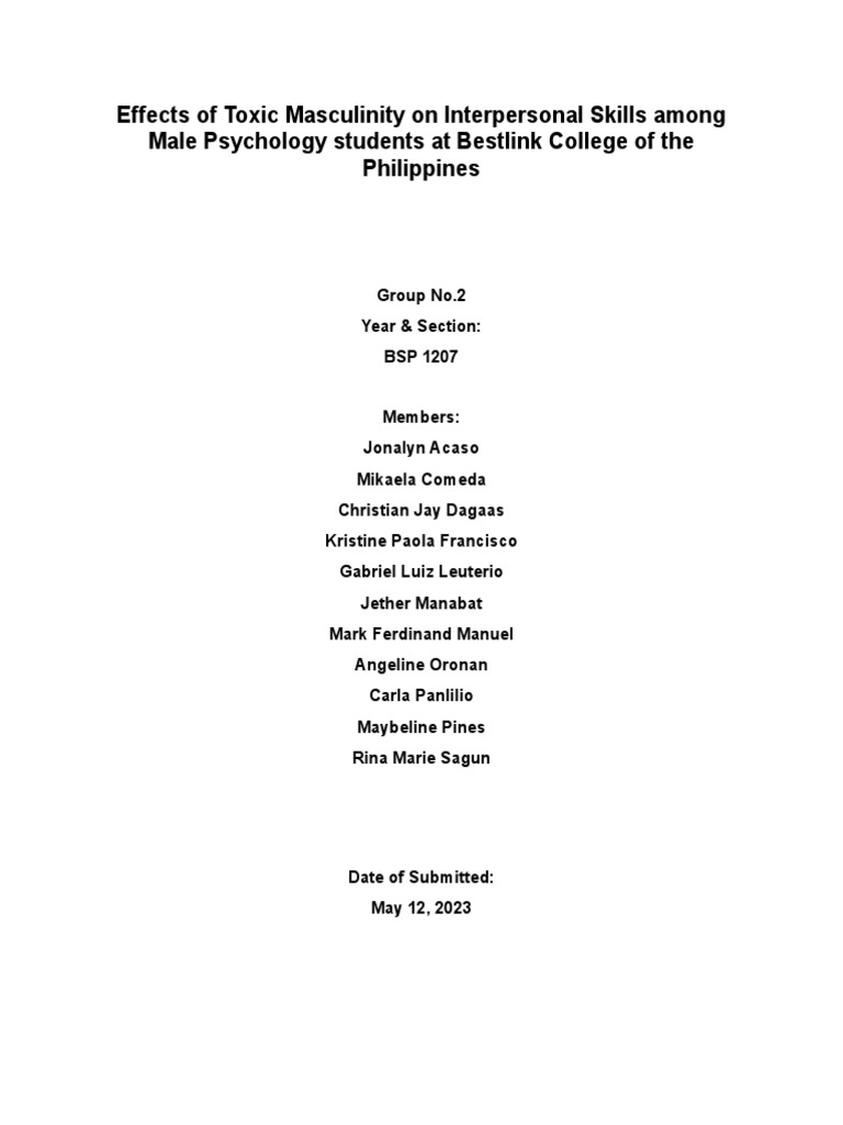 Toxic Masculinity's Impact on Male Students | PDF | Masculinity ...