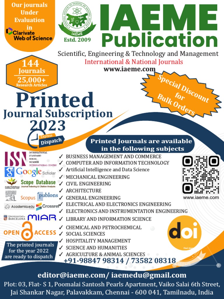 IAEME Library Subscription 2023 | PDF | Academic Journal | Engineering