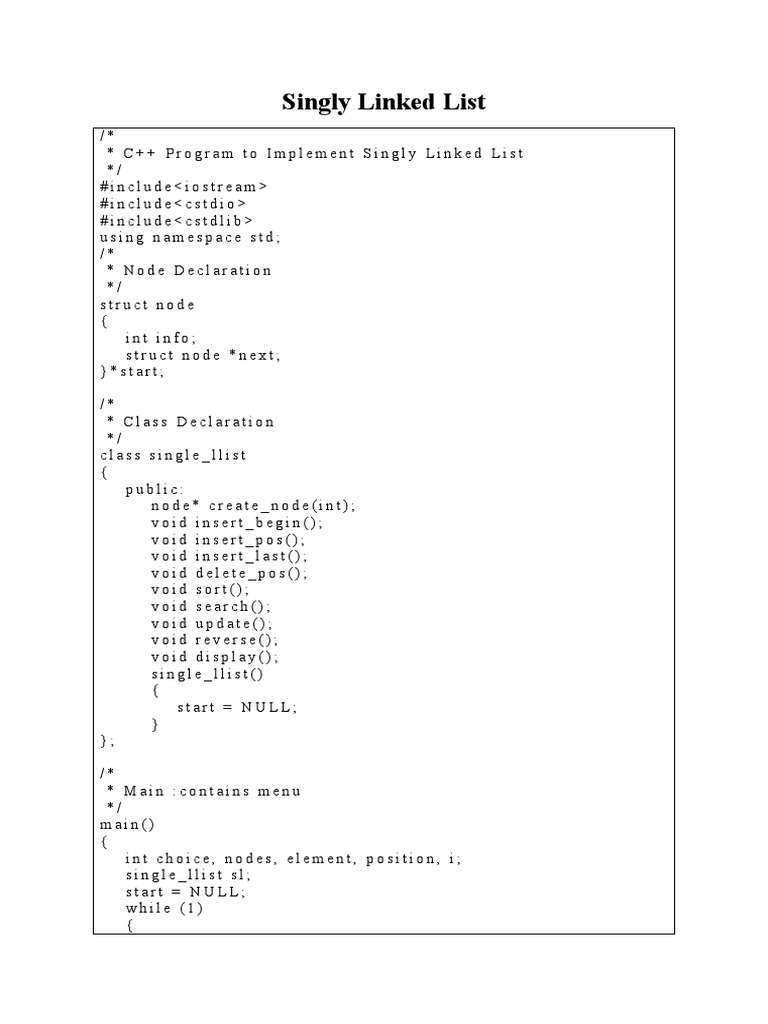 C++ CodeSingly Linked List Download Free PDF C++ Algorithms And
