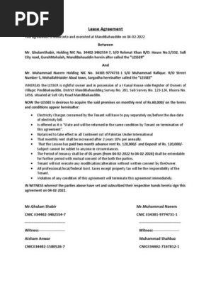 Lease Agreement of house