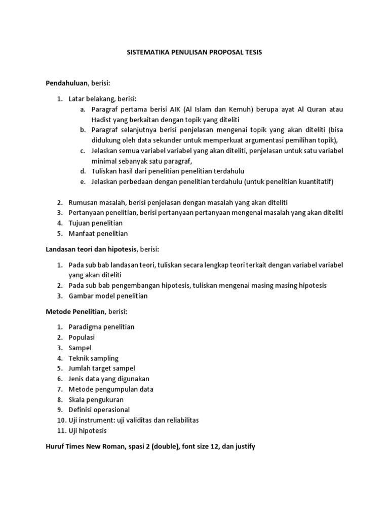 Panduan Sistematika Proposal Tesis | PDF