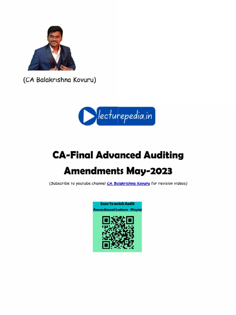 Audit Amendments May 2023 by CA Balakrishna Kovuru | PDF