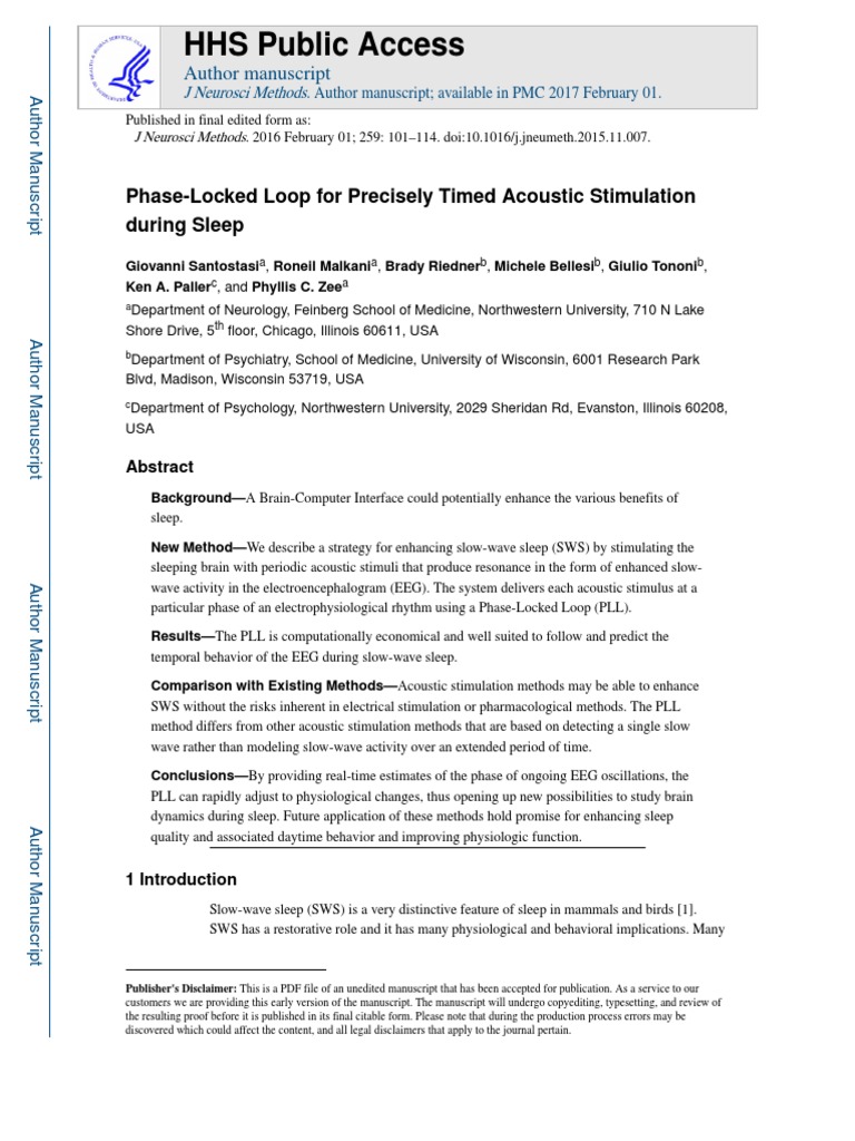 Phase Locked Loop For Precisely Timed Acoustic Stimulation During Sleep