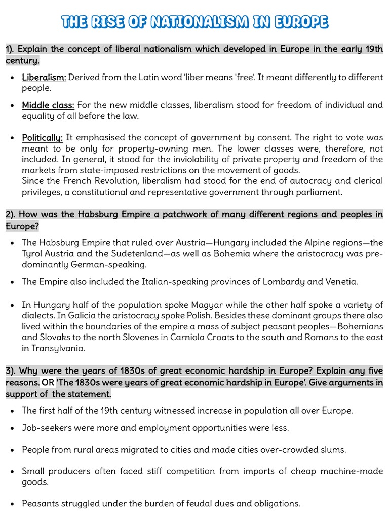 The Rise of Nationalism in Europe PDF Nationalism German Empire