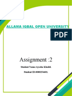Assignment:2: Allama Iqbal Open University