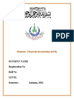 Student Name Registration No Roll No Level Semester: Autumn, 2022