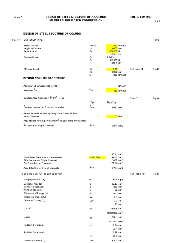 Design of Steel Strcture, Is-800-2007 | PDF | Buckling | Column