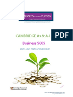 CAMBRIDGE As & A LEVEL-BUSINESS May-June 2020 - 2021 PAST PAPERS BOOKLET