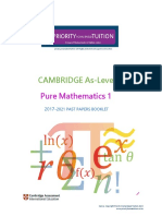 CAMBRIDGE As LEVEL-PURE MATHS 1 May-June 2017 - 2021 PAST PAPERS BOOKLET