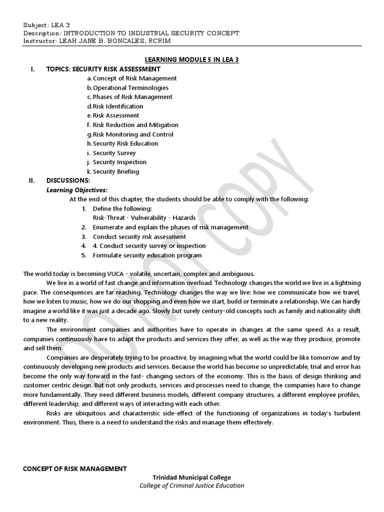 Module 5 Ims Lea 3 | PDF | Risk | Risk Management