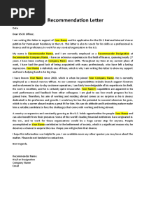 Recommendation Letter. Draft