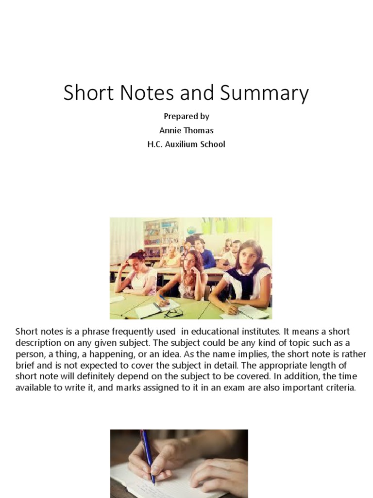 Short Note Writing | Download Free PDF | Paragraph | Cognition