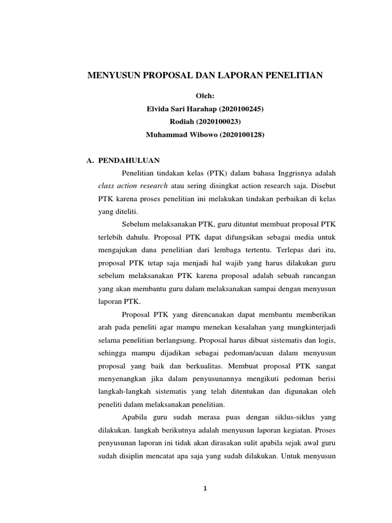 Menyusun Proposal dan Laporan PTK | PDF