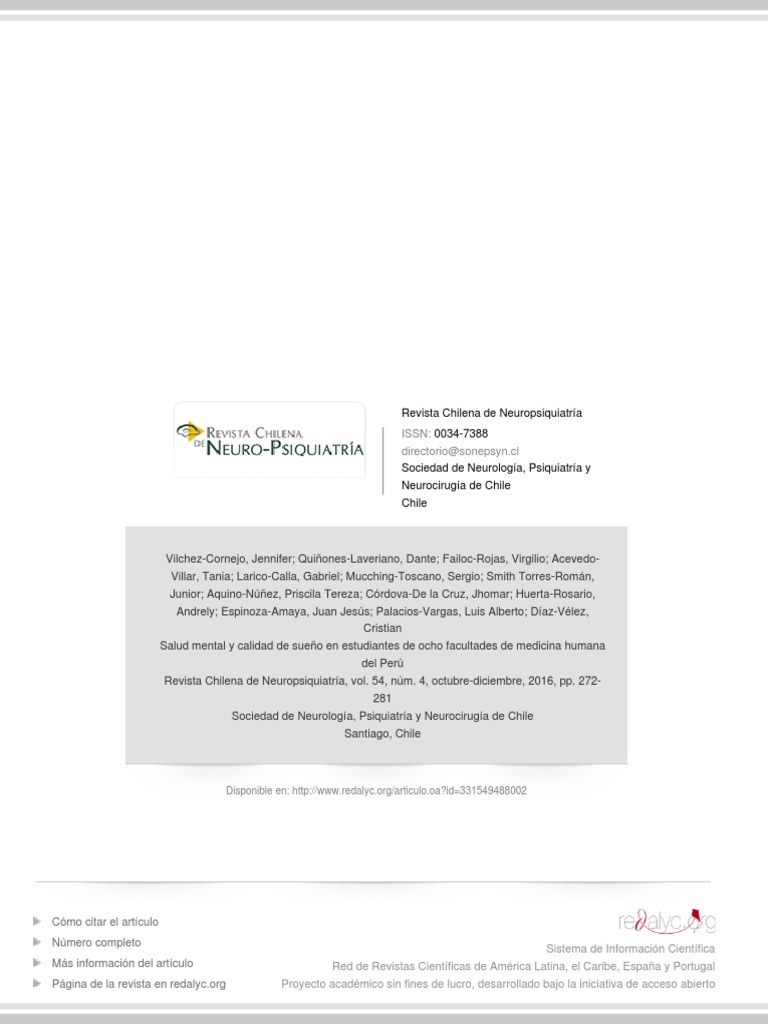 Salud Mental y Calidad de Sueño en Estudiantes de Ocho Facultades de ...