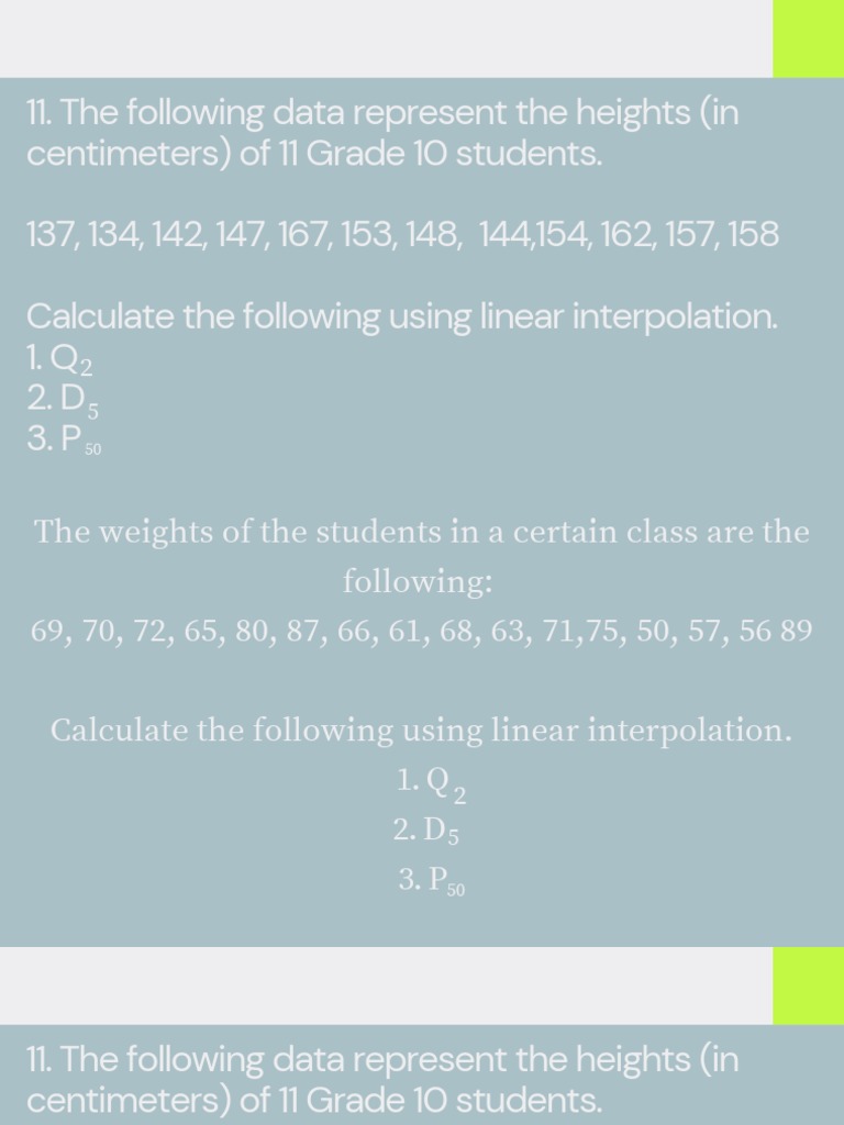 Measure of Position For Ungrouped Data Using Linear Interpolation PDF