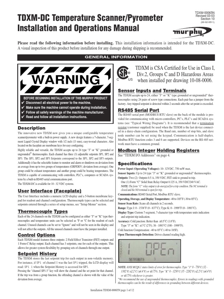 TDXM-DC Temperature ScannerPyrometer | PDF | Thermocouple | Menu ...