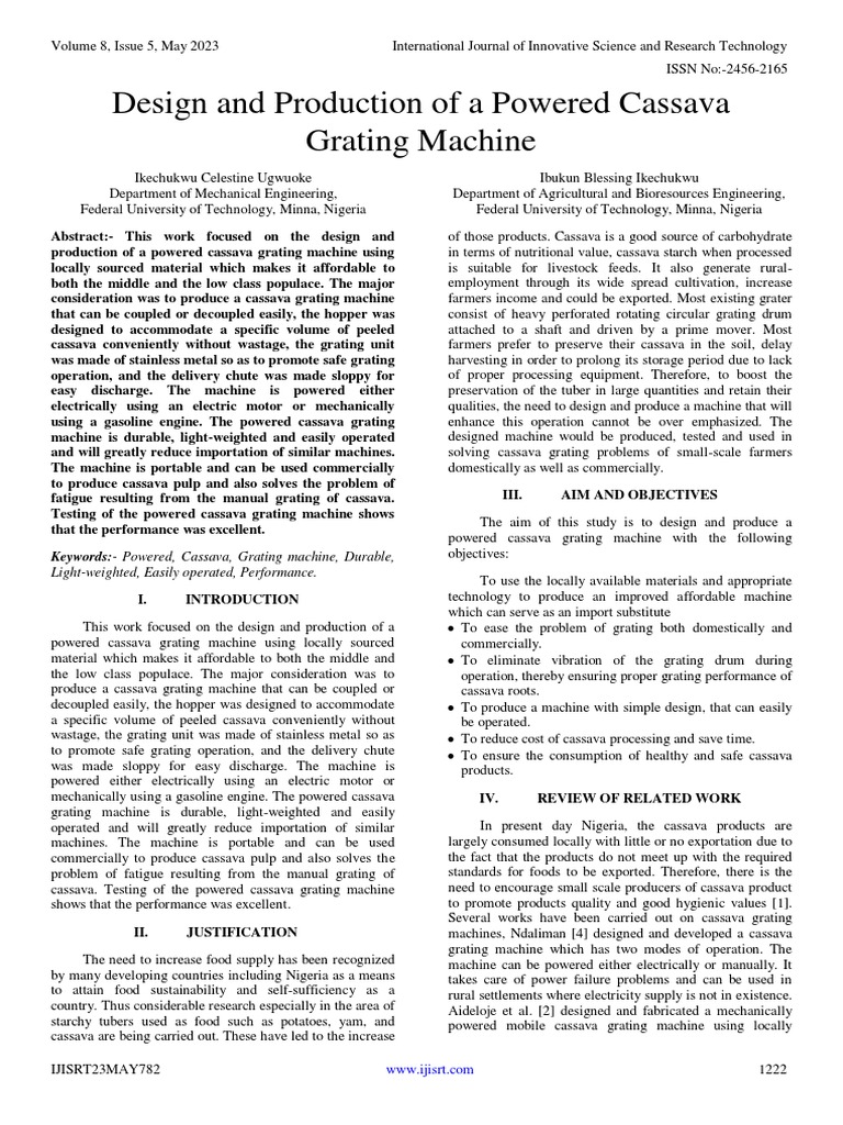 Powered Cassava Grating Machine Design | PDF | Belt (Mechanical) | Bending