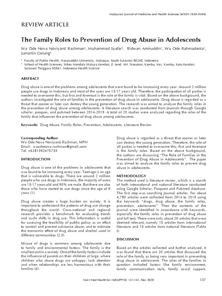 Family's Role in Preventing Drug Abuse | PDF | Substance Abuse ...