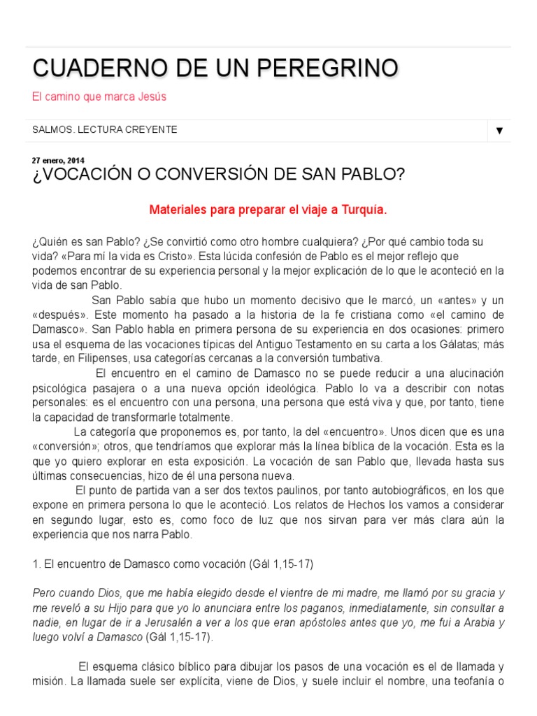 Vocación y Conversión de San Pablo | PDF | Pablo el apóstol | Cristo ...