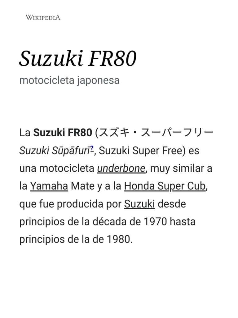 Suzuki FR80 - Wikipedia, La Enciclopedia Libre | PDF