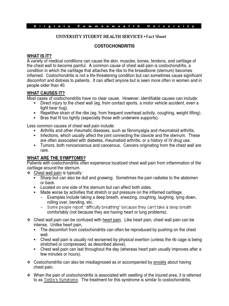 COSTOCHONDRITIS PDF Thorax Analgesic