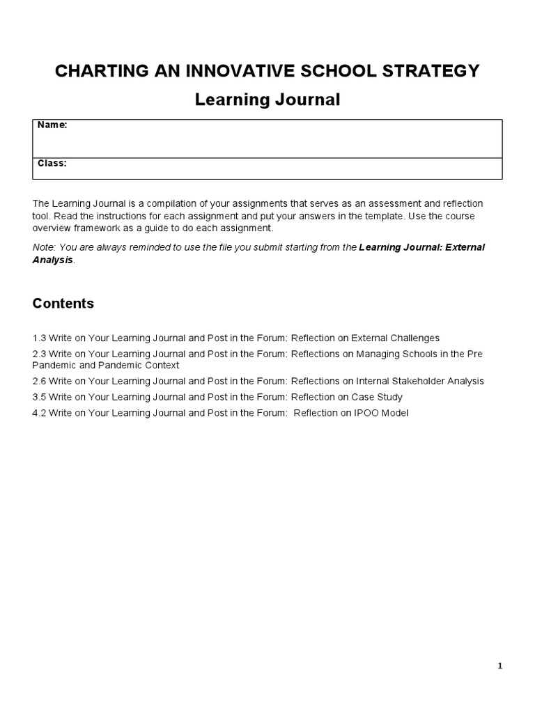 Learning Journal: Reflecting on Education Challenges | PDF | Learning ...