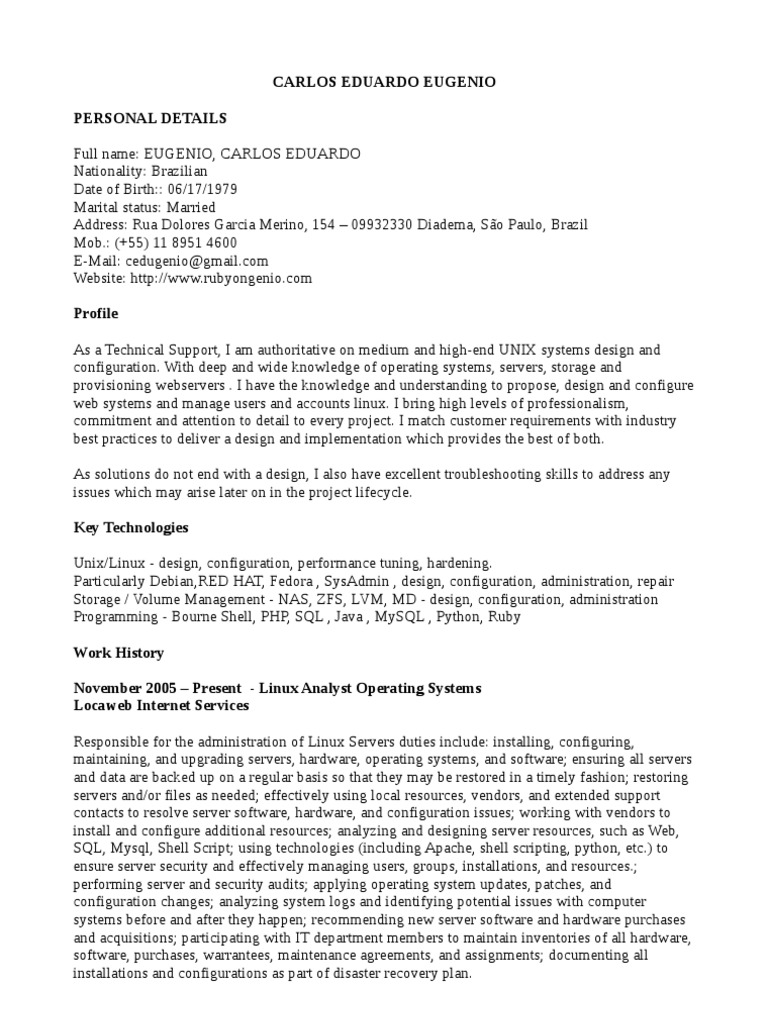 Locaweb Linux System Administrator Profile | PDF | System Administrator ...