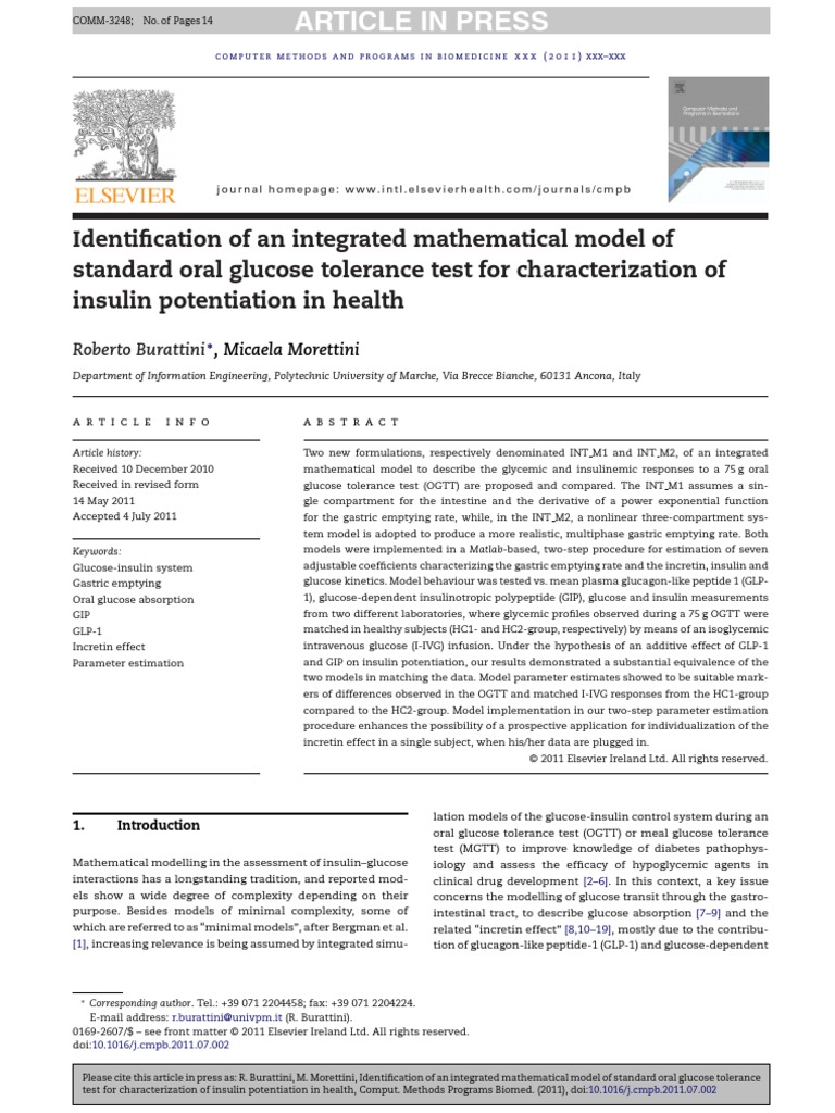 Modelo Matematico Insulina | PDF | Blood Sugar | Insulin