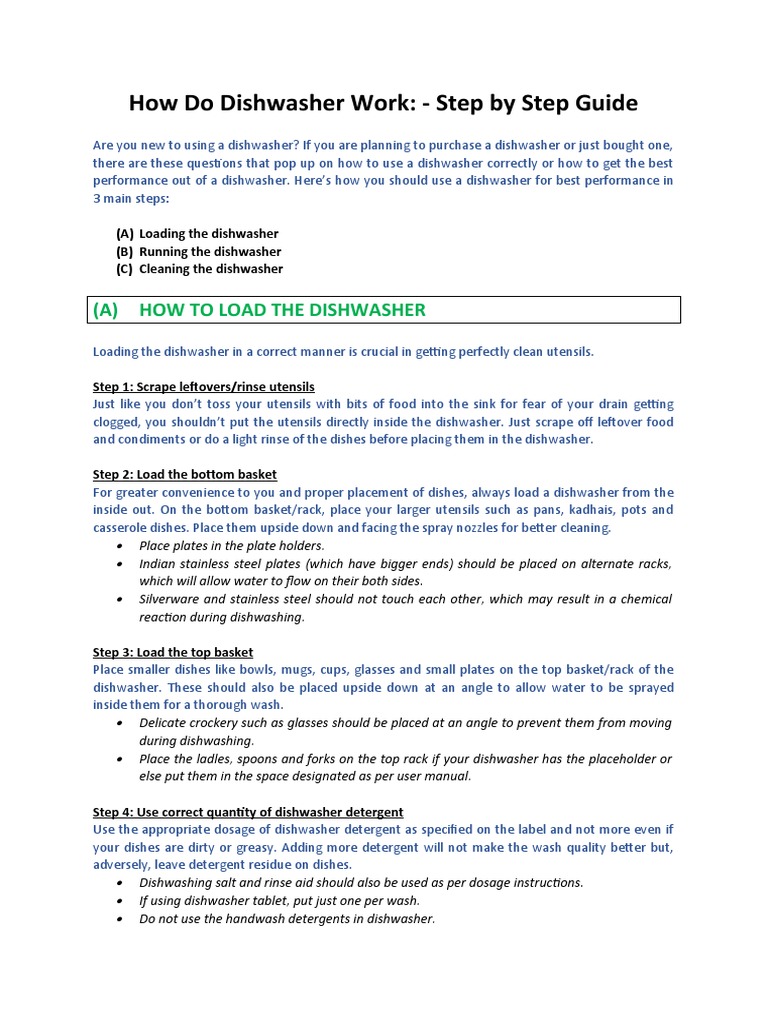 How Do Dishwasher Work PDF Dishwasher Kitchen Utensil