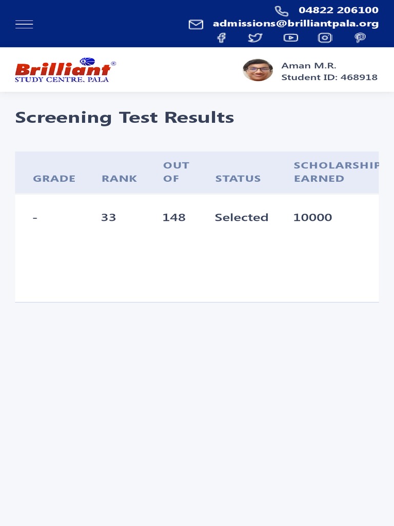 BRILLIANT STUDY CENTRE PALA intelligence overview